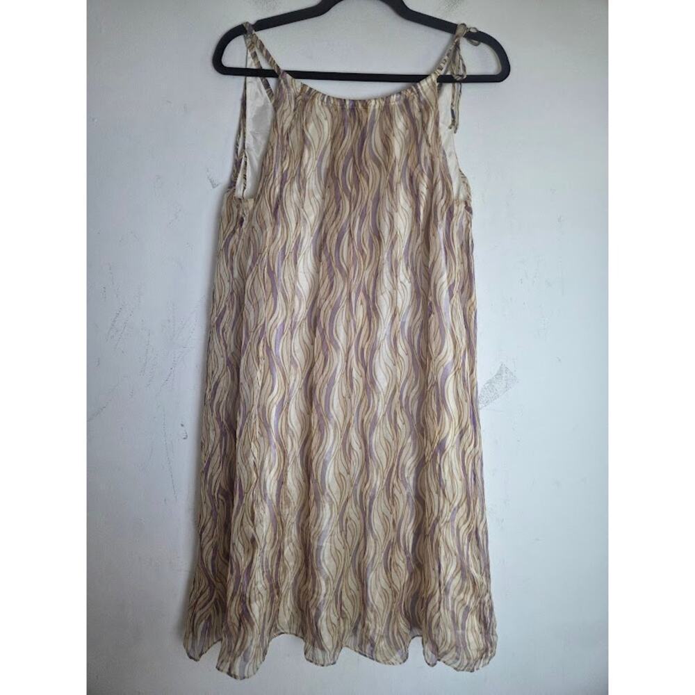 NWT Laundry Beige w/Violet Ikat Patter 100% Silk Shift Formal Dress size 12